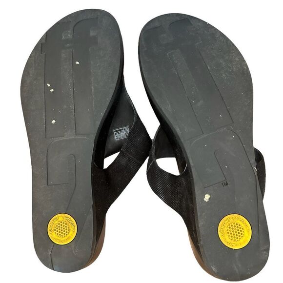 Fit Flops Black Leather Thong Sandals Size 11 - Picture 6 of 7